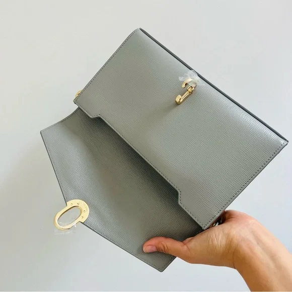 NEW ANINE BING colette bag in grey saffiano - Picture 10 of 12